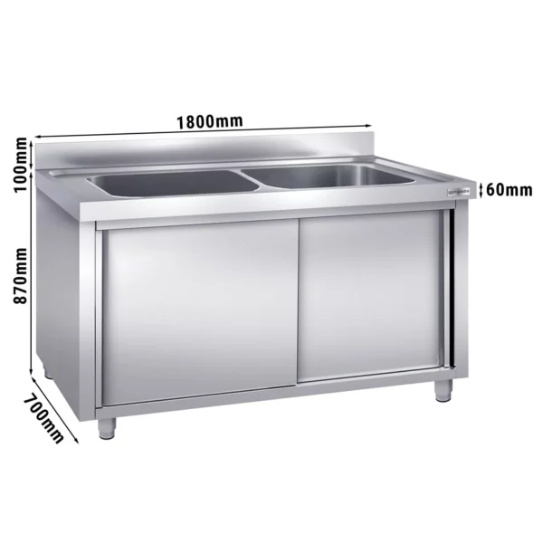 Skříňka na mytí hrnců - 1800x700mm - se 2 umyvadly