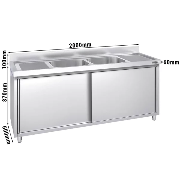 Dřezová skříňka PREMIUM - 2000x600mm - se 2 umyvadly ve středu