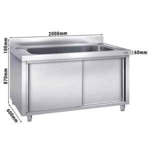 Skříňka na mytí hrnců - 2000x600mm - s 1 umyvadlem