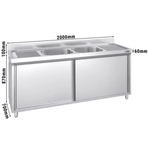 Dřezová skříňka PREMIUM - 2000x700mm - se 2 umyvadly ve středu