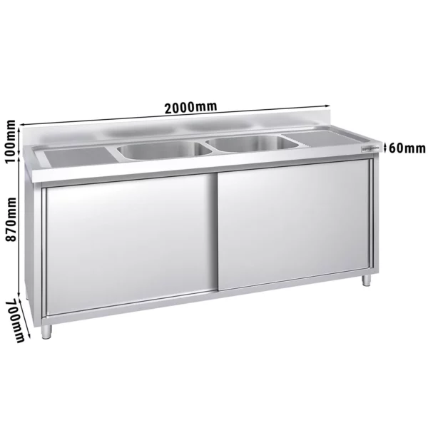 Dřezová skříňka PREMIUM - 2000x700mm - se 2 umyvadly ve středu