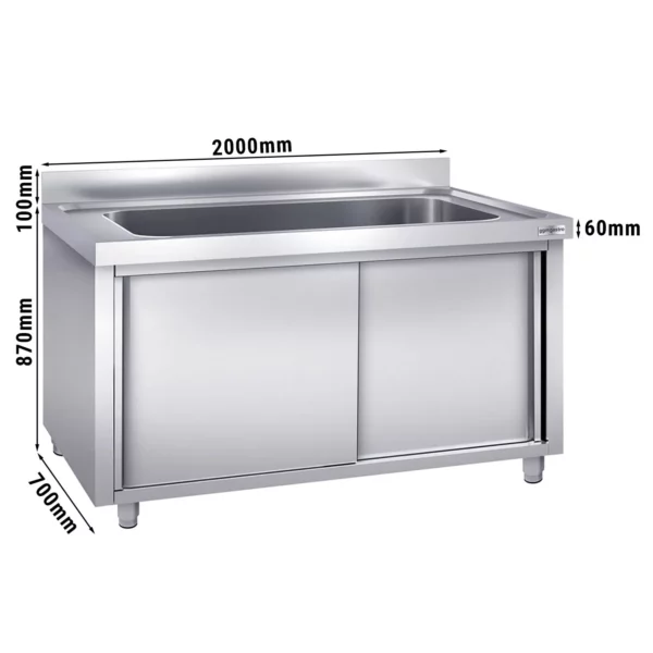Skříňka na mytí hrnců - 2000x700mm - s 1 umyvadlem
