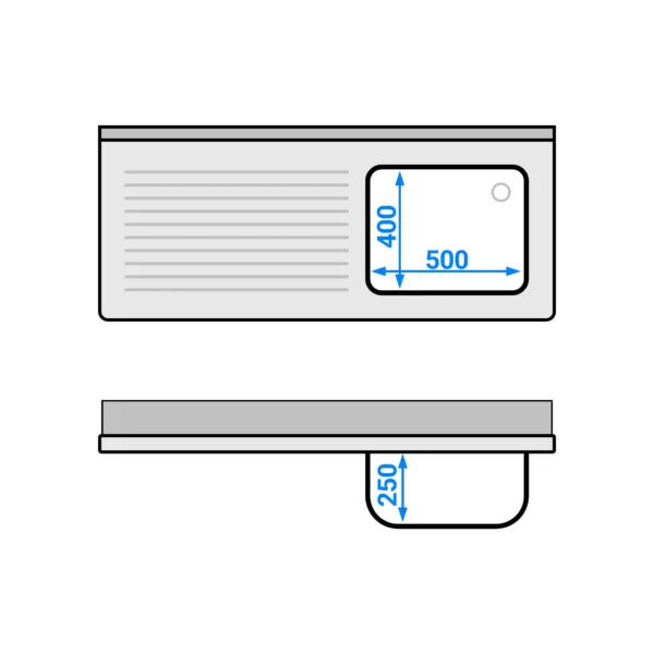 Dřezová skříňka k myčce nádobí - 1400x600mm -1 umyvadlo vpravo Š500xH400xV250mm - Image 2