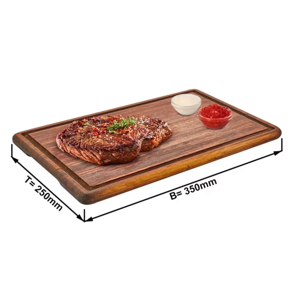 (6 kusů) Steakový talíř - dřevo Iroko - 350x250mm - Image 2