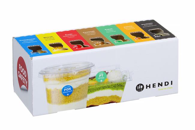 Sada jednorazových štítkov pre bezpečnosť potravín pre každý deň v týždni s dávkovačom, HENDI, 240x80x(H)100mm