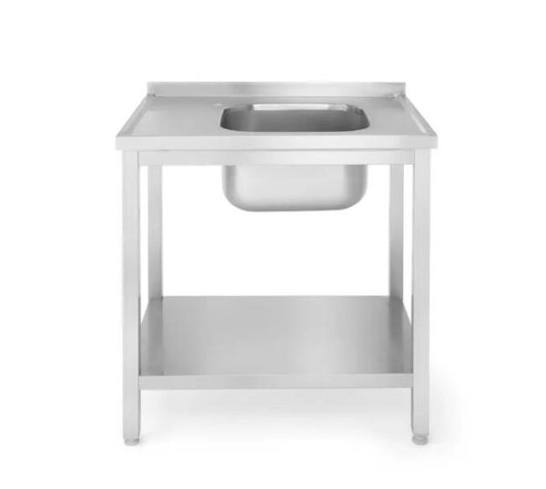 Stůl s jedním dřezem a policí – pravý, šroubovaný, HENDI, Kitchen Line, Pravá strana, 1000x600x(H)850mm - Image 2