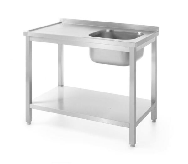 Stůl s jedním dřezem a policí – pravý, šroubovaný, HENDI, Kitchen Line, Pravá strana, 1000x600x(H)850mm - Image 3