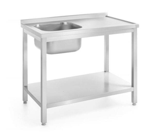 Stůl s jedním dřezem a policí – pravý, šroubovaný, HENDI, Kitchen Line, Pravá strana, 1000x600x(H)850mm - Image 5