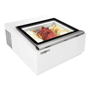 Stolní vitrína na zmrzlinu - 670mm - pro 3x 5L nádoby na zmrzlinu - otevírání víka na obslužnou stranu
