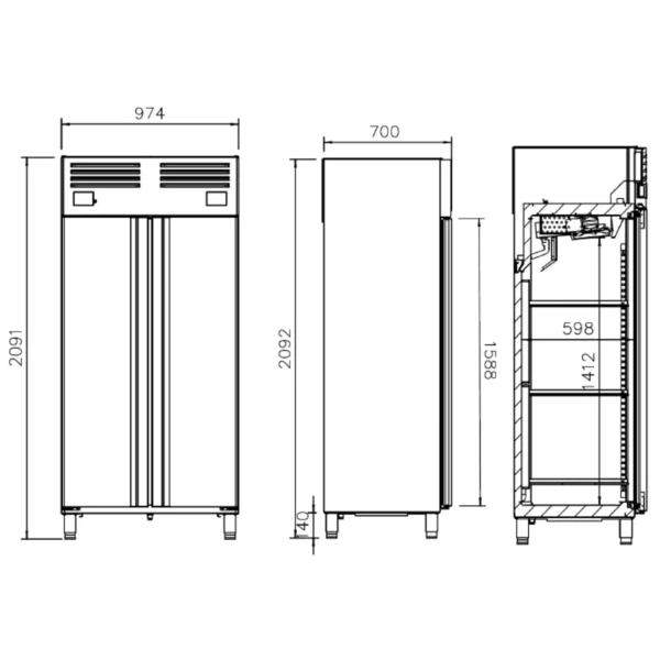 Mraznička PREMIUM PLUS - GN 1/1 - 745 litrů - se 2 dveřmi - Image 7