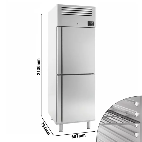 Mraznička PREMIUM PLUS - GN 2/1 - 560 litrů - se 2 nerezovými polovičními dveřmi