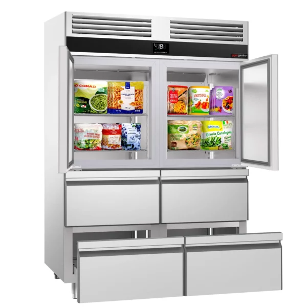 Mraznička PREMIUM - GN 2/1 - 1400 litrů - se 2 nerezovými polovičními dvířky a 4 zásuvkami - Image 5