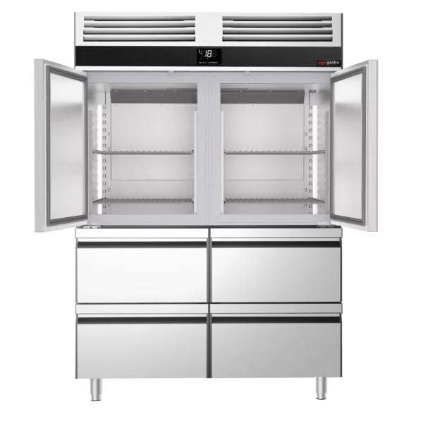 Mraznička PREMIUM - GN 2/1 - 1400 litrů - se 2 nerezovými polovičními dvířky a 4 zásuvkami - Image 6