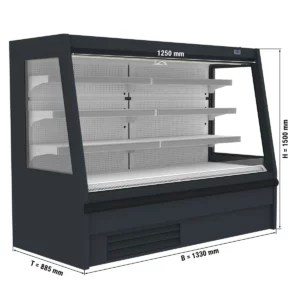 Nástěnná chladící police - 1330 mm - s LED osvětlením a 3 policemi
