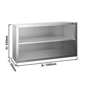 Nerezová nástěnná skříňka PREMIUM - 1000x400mm - bez posuvných dveří - výška 650mm