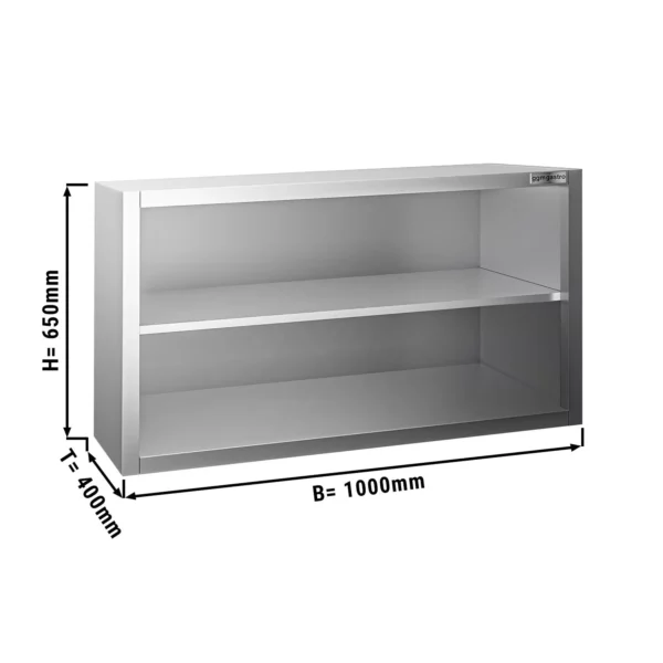 Nerezová nástěnná skříňka PREMIUM - 1000x400mm - bez posuvných dveří - výška 650mm