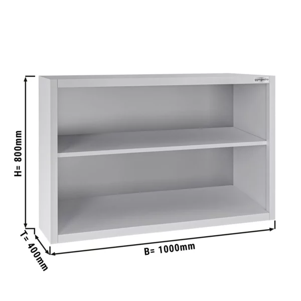 Nerezová nástěnná skříňka ECO - 1000 mm - bez posuvných dveří 800 mm vysoká