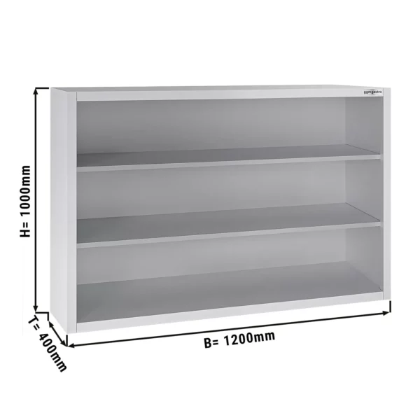 Nerezová nástěnná skříňka ECO - 1200 mm - bez posuvných dveří 1000 mm vysoká