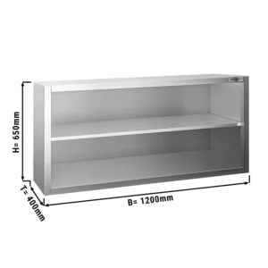 Nerezová nástěnná skříňka PREMIUM - 1200x400mm - bez posuvných dveří - výška 650mm