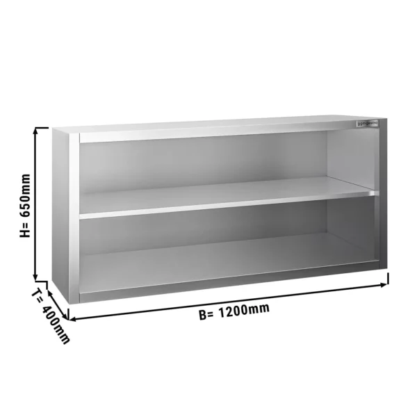 Nerezová nástěnná skříňka PREMIUM - 1200x400mm - bez posuvných dveří - výška 650mm