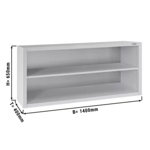 Nerezová nástěnná skříňka ECO - 1400x400mm - bez posuvných dveří - výška 650mm