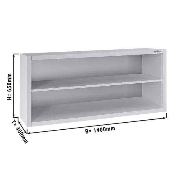 Nerezová nástěnná skříňka ECO - 1400x400mm - bez posuvných dveří - výška 650mm