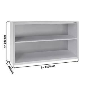 Nerezová nástěnná skříňka ECO - 1400 mm - bez posuvných dveří 800 mm vysoká