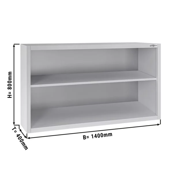 Nerezová nástěnná skříňka ECO - 1400 mm - bez posuvných dveří 800 mm vysoká