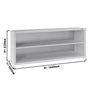 Nerezová nástěnná skříňka ECO - 1600x400mm - bez posuvných dveří - výška 650mm