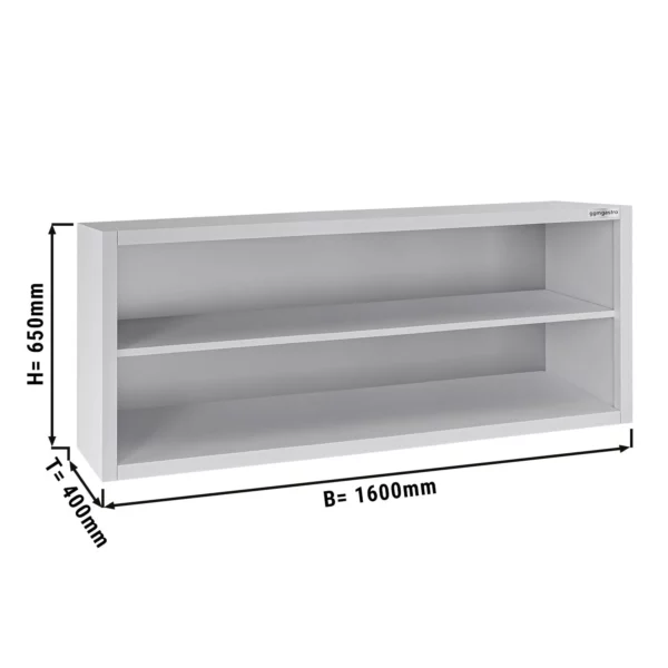 Nerezová nástěnná skříňka ECO - 1600x400mm - bez posuvných dveří - výška 650mm