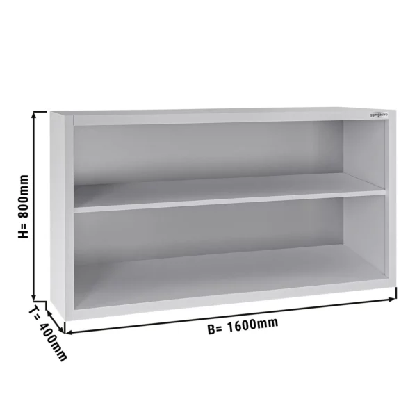 Nerezová nástěnná skříňka ECO - 1600 mm - bez posuvných dveří 800 mm vysoká