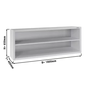 Nerezová nástěnná skříňka ECO - 1800x400mm - bez posuvných dveří - výška 650mm