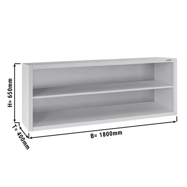 Nerezová nástěnná skříňka ECO - 1800x400mm - bez posuvných dveří - výška 650mm