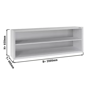 Nerezová nástěnná skříňka ECO - 2000x400mm - bez posuvných dveří - výška 650mm