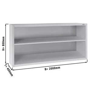 Nerezová nástěnná skříňka ECO - 2000 mm - bez posuvných dveří 800 mm vysoká