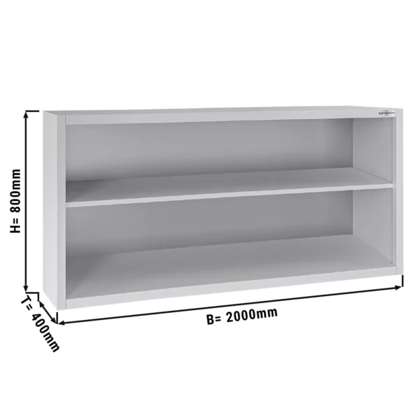 Nerezová nástěnná skříňka ECO - 2000 mm - bez posuvných dveří 800 mm vysoká