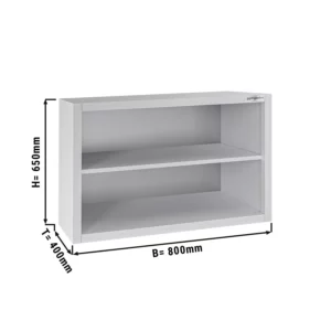 Nerezová nástěnná skříňka ECO - 800x400mm - bez křídlových dveří - výška 650mm
