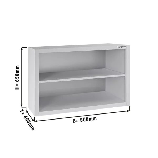 Nerezová nástěnná skříňka ECO - 800x400mm - bez křídlových dveří - výška 650mm