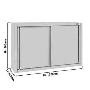 Nerezová nástěnná skříňka ECO - 1000 mm - s posuvnými dveřmi 800 mm vysoká