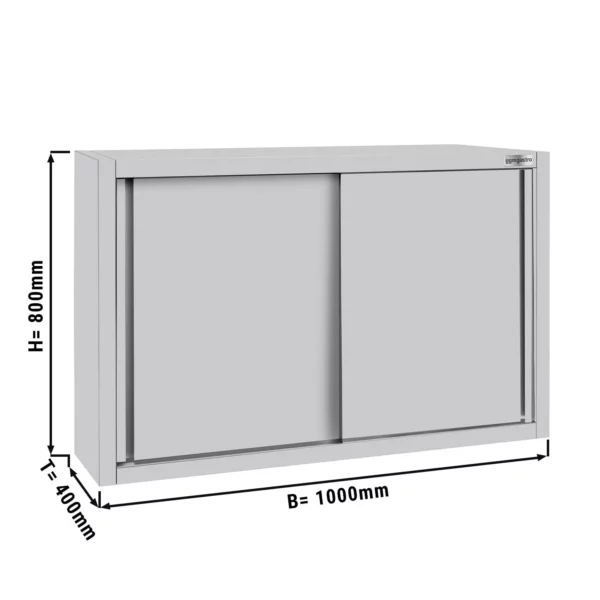 Nerezová nástěnná skříňka ECO - 1000 mm - s posuvnými dveřmi 800 mm vysoká