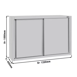 Nerezová nástěnná skříňka ECO - 1200 mm - s posuvnými dveřmi 1000 mm vysoká