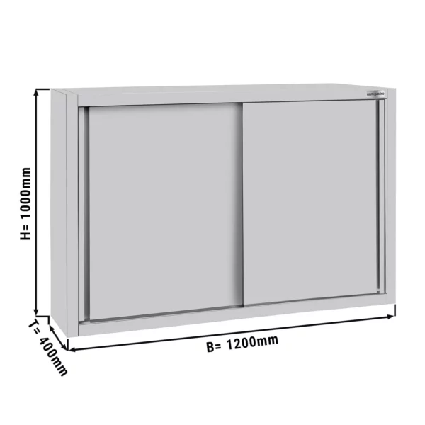 Nerezová nástěnná skříňka ECO - 1200 mm - s posuvnými dveřmi 1000 mm vysoká