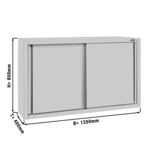 Nerezová nástěnná skříňka ECO - 1200 mm - s posuvnými dveřmi 800 mm vysoká