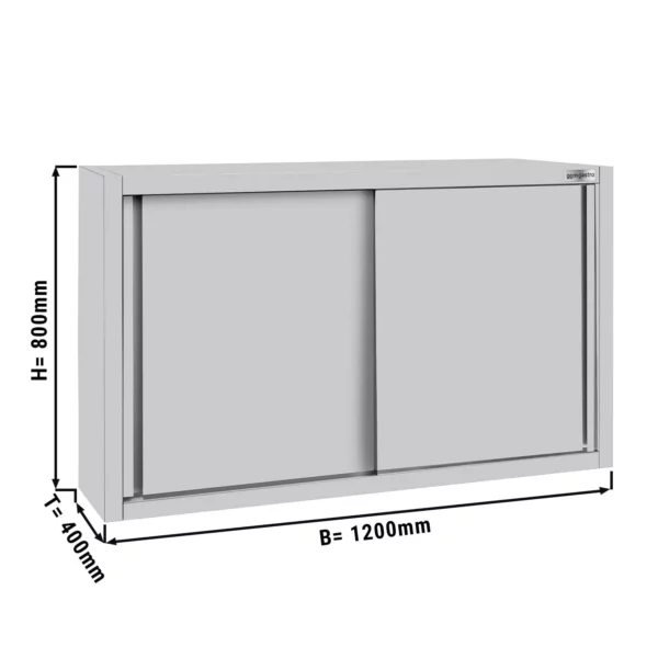 Nerezová nástěnná skříňka ECO - 1200 mm - s posuvnými dveřmi 800 mm vysoká
