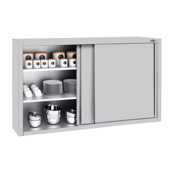 Nerezová nástěnná skříňka ECO - 1400 mm - s posuvnými dveřmi 1000 vysoká - Image 6