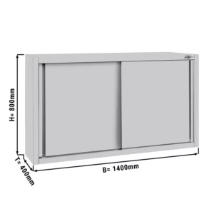 Nerezová nástěnná skříňka ECO - 1400 mm - s posuvnými dveřmi 800 mm vysoká