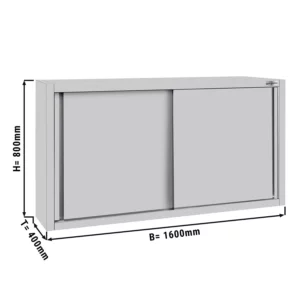 Nerezová nástěnná skříňka ECO - 1600 mm - s posuvnými dveřmi 800 mm vysoká