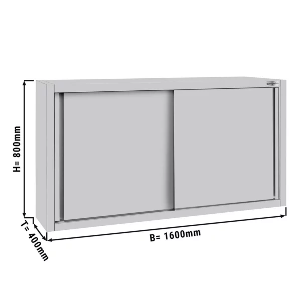 Nerezová nástěnná skříňka ECO - 1600 mm - s posuvnými dveřmi 800 mm vysoká