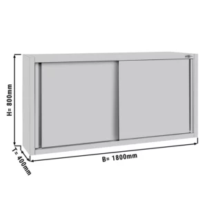 Nerezová nástěnná skříňka ECO - 1800 mm - s posuvnými dveřmi 800 mm vysoká