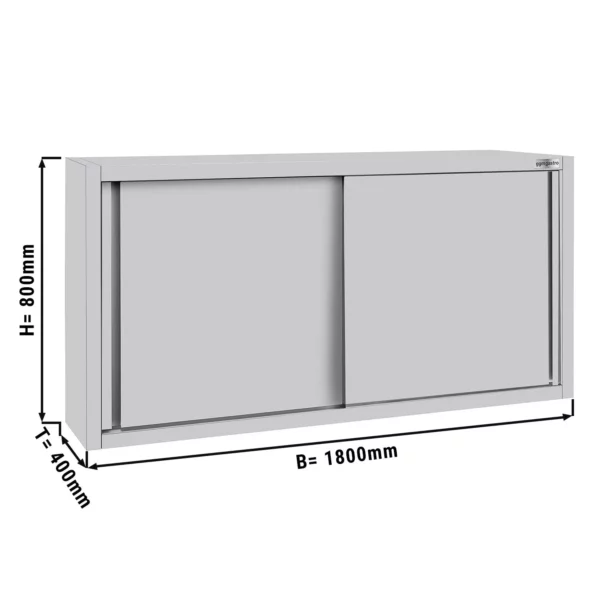 Nerezová nástěnná skříňka ECO - 1800 mm - s posuvnými dveřmi 800 mm vysoká